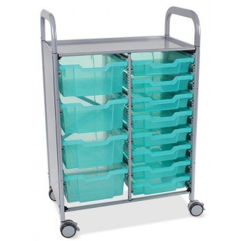 Callero Shield Antimicrobial Double Trolley with Shallow and Deep Trays